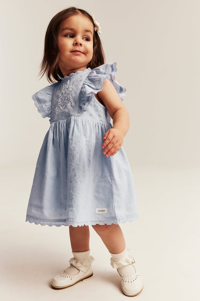Dress with floral embroidery | Blue | Baby | Newbie Dress with floral embroidery | Blue | Baby | Newbie