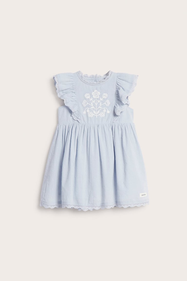 Dress with floral embroidery | Blue | Baby | Newbie Dress with floral embroidery | Blue | Baby | Newbie