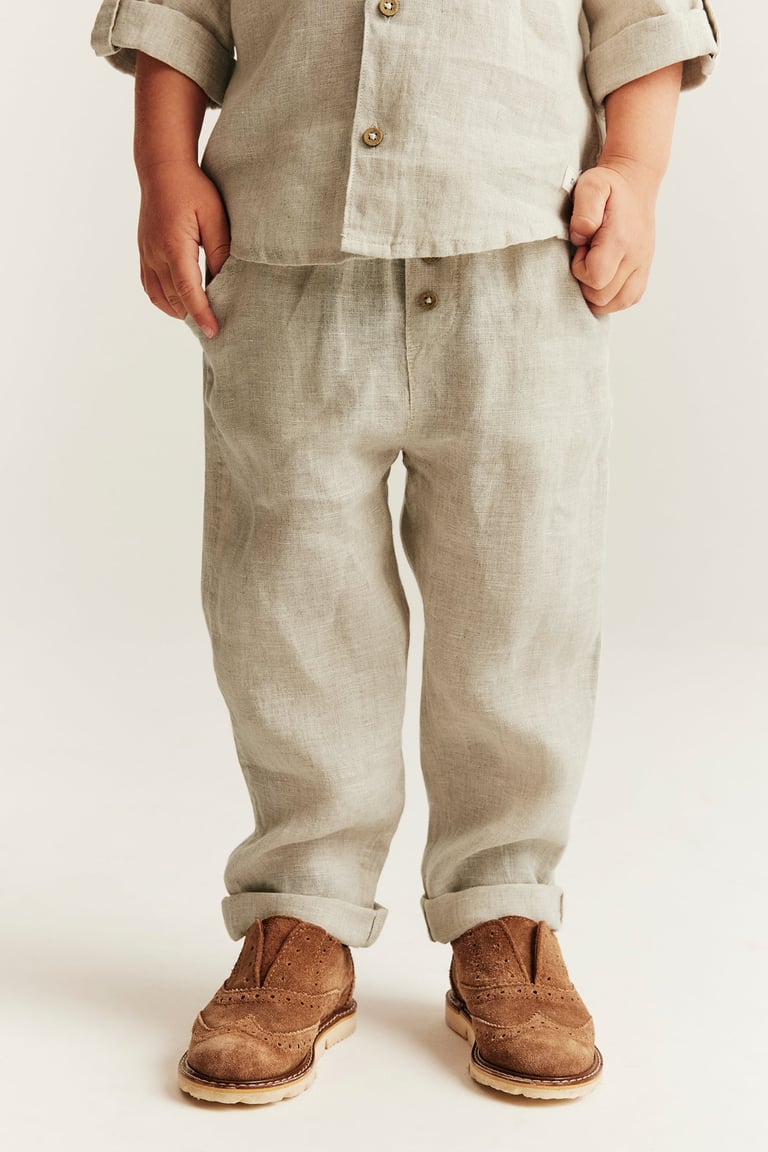 Linen pants with drawstring | Light beige | Kids | Newbie