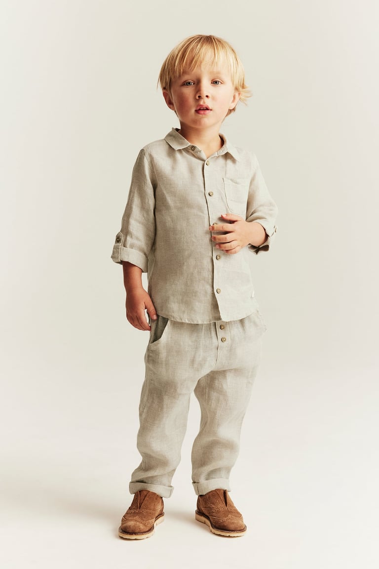 Linen pants with drawstring | Light beige | Kids | Newbie