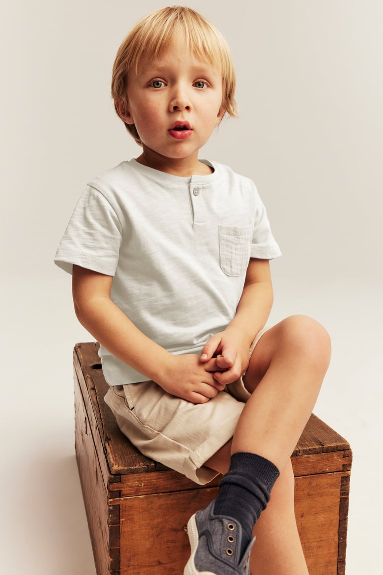 Slub knit T-shirt with pocket | Off-white | Kids | Newbie