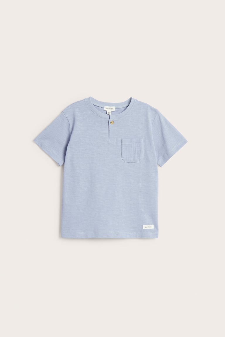 Slub knit T-shirt with pocket | Blue | Kids | Newbie