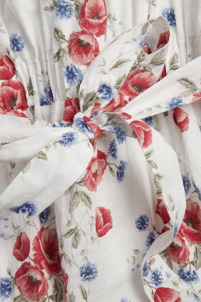 red white and blue floral dress Red White Blue Floral Maxi Dress: Sleeveless Patriotic Boho Style