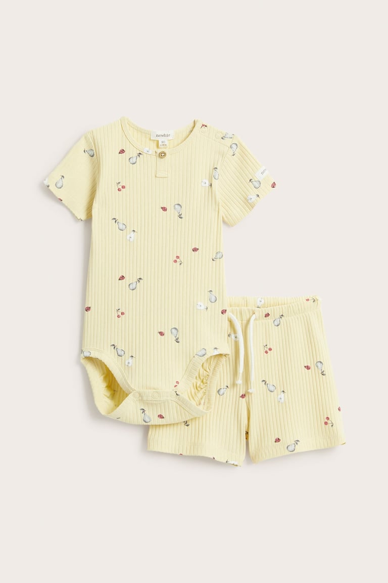 Ribbed 2-piece set | Yellow | Baby | Newbie