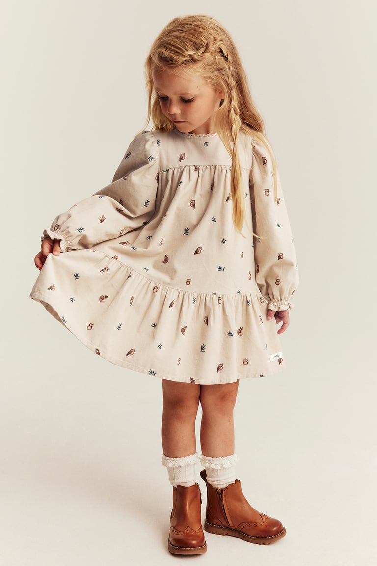 beige corduroy dress Patterned | | Kids Neutral Bridesmaid Dresses - lingerie Size:UK 6-8 Handmade in India