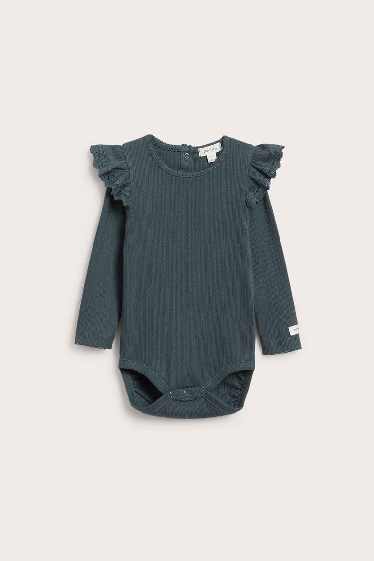Ribbed bodysuit with frills | Off-white | Baby | Newbie