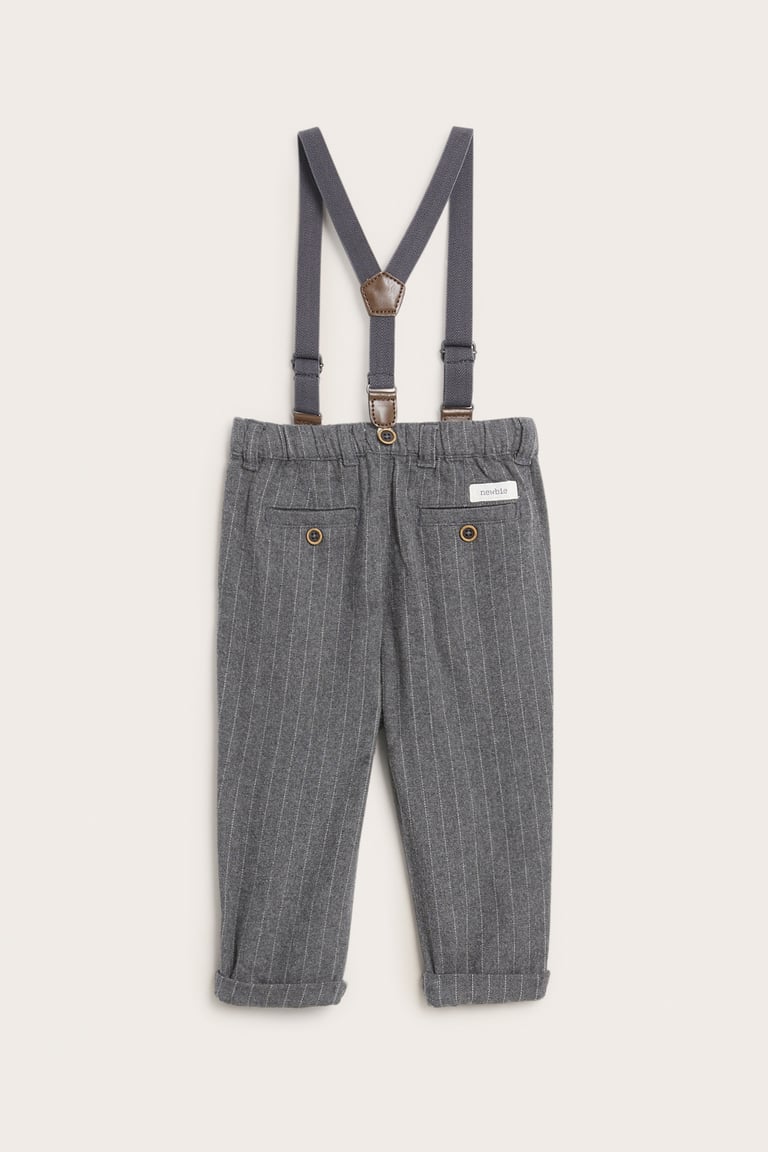 Woven pants with braces | Gray | Baby | Newbie