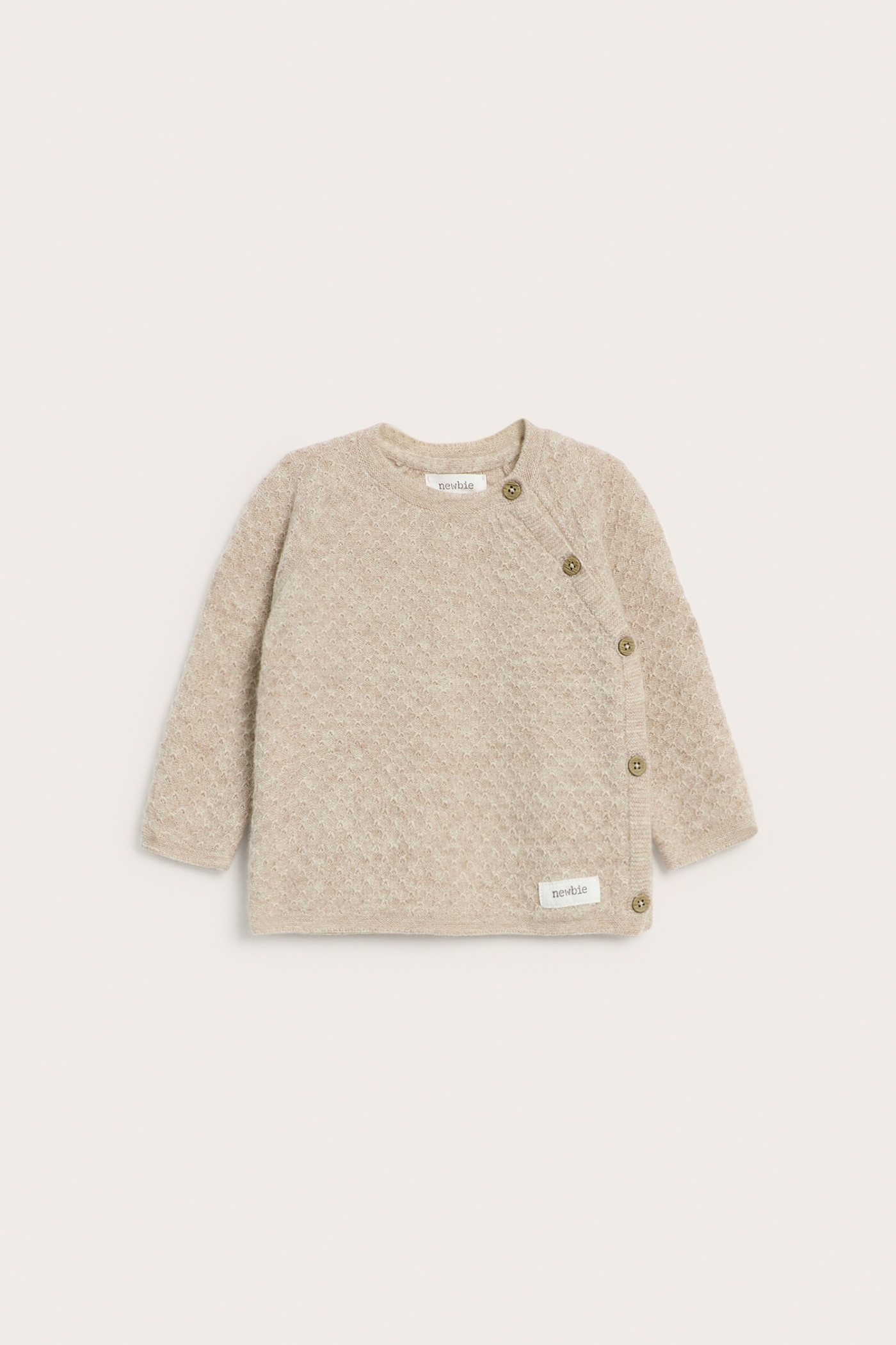 Wool cashmere blend cardigan | Beige mélange | Baby | Newbie