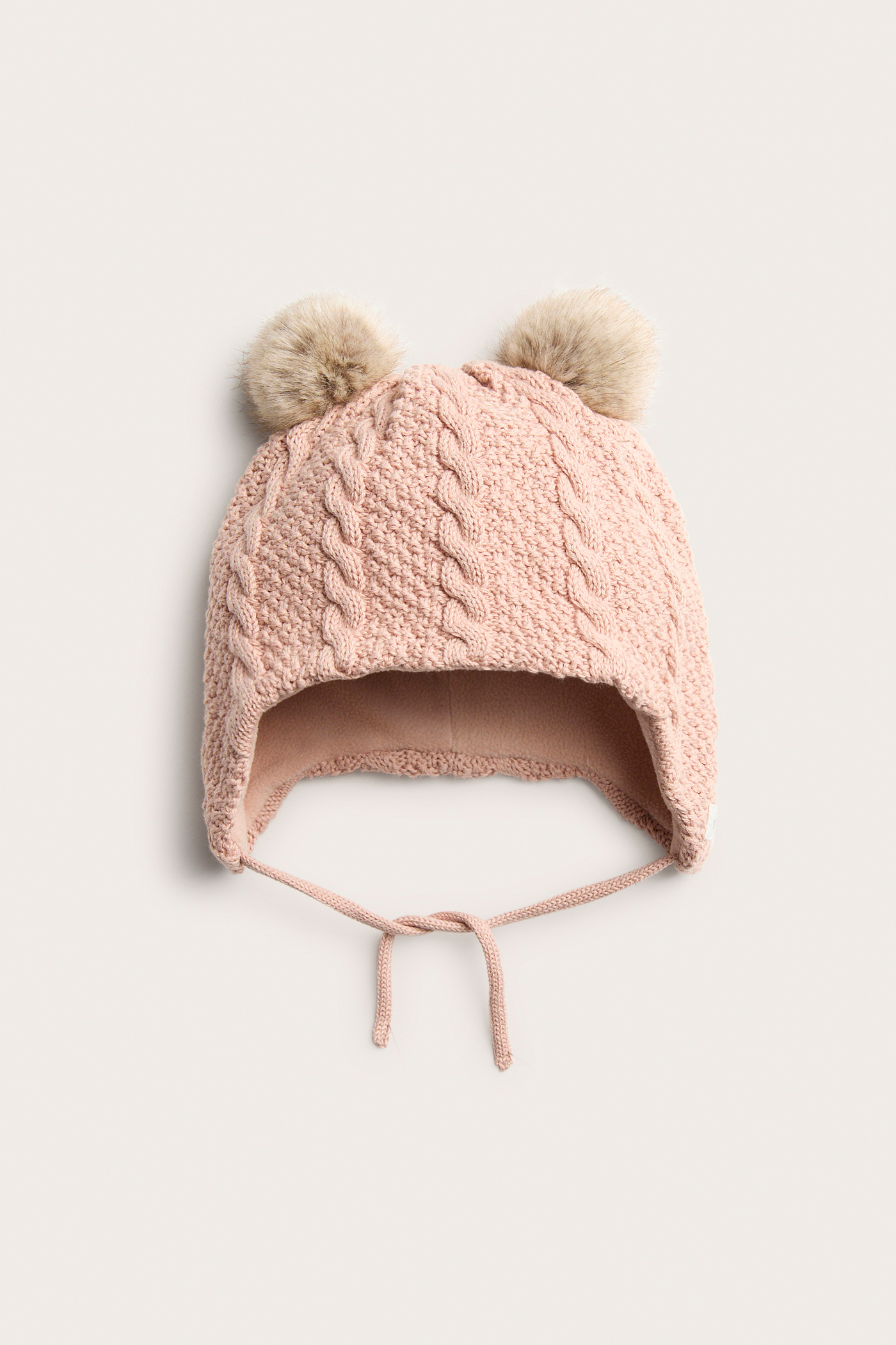Lined hat with tie cords | Pink | Baby | Newbie