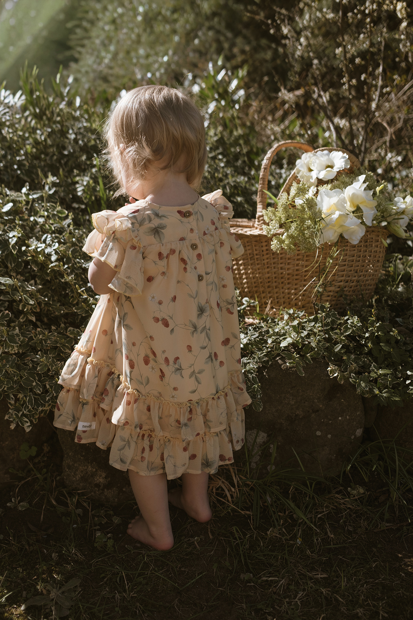 toddler brown floral dress Wild strawberry chiffon | Yellow | Kids a decorated belt at wearer_length:MINI Posing in black dress Size:M or Medium