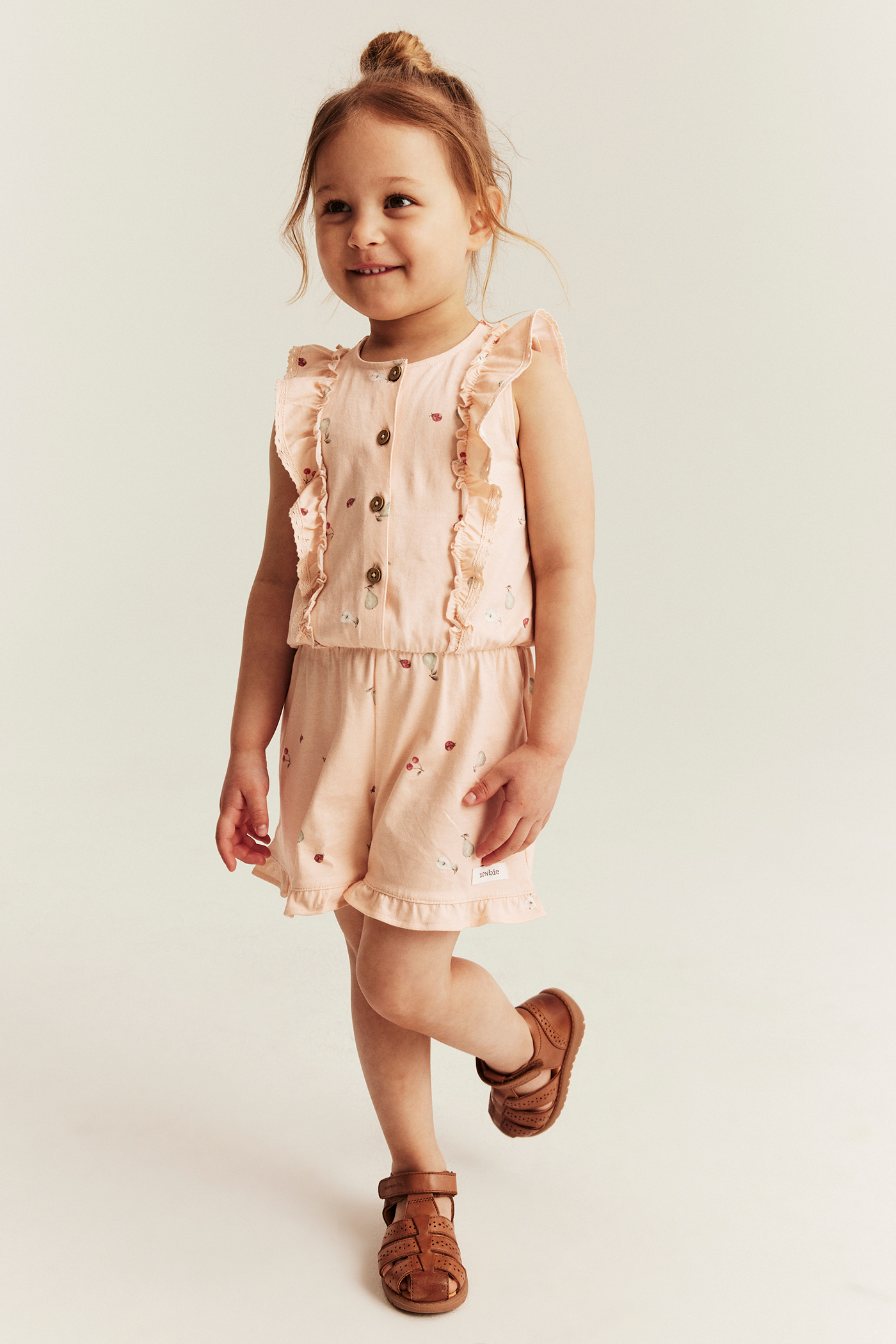 Patterned jumpsuit with frills | Orange | Kids | Newbie
