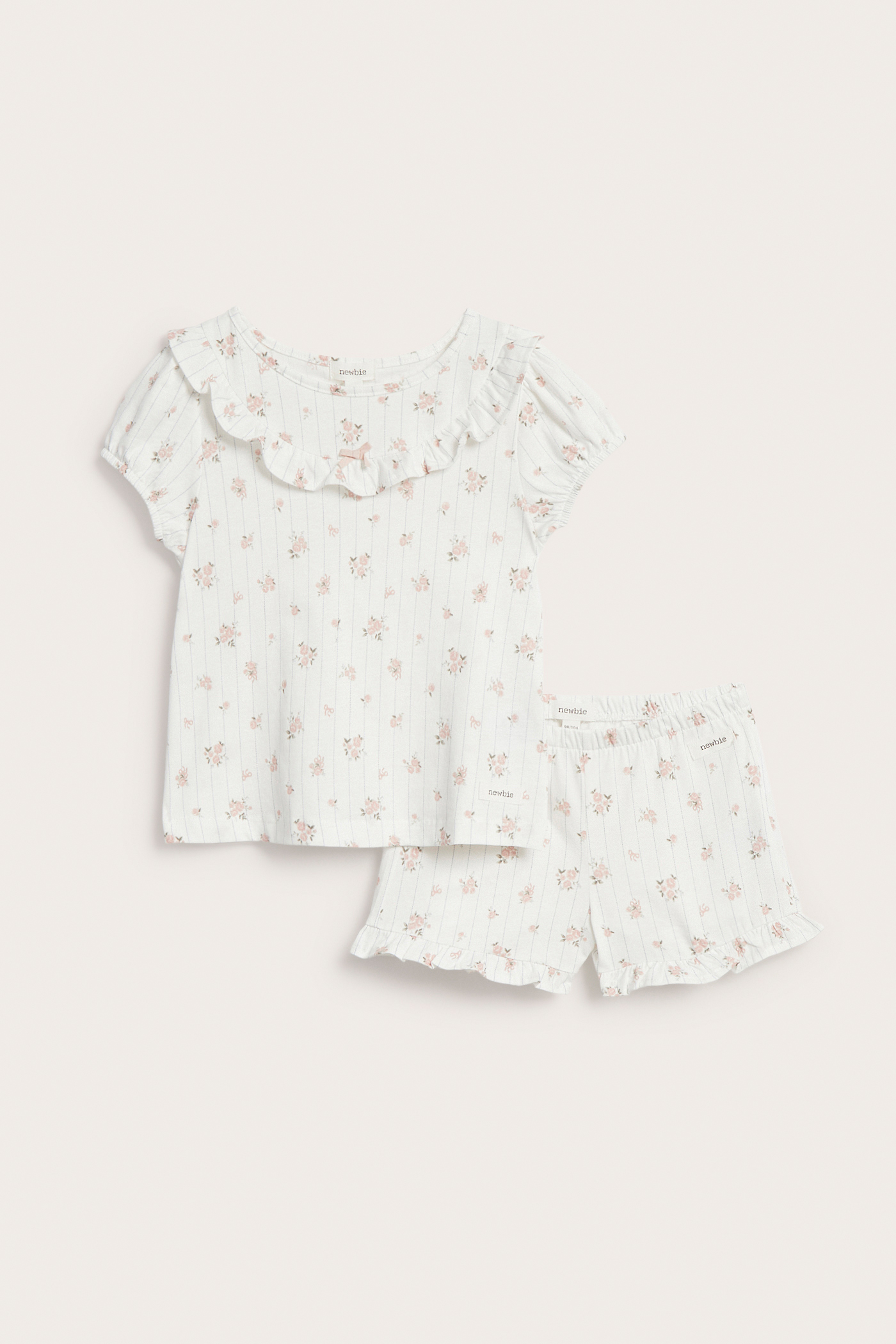 Floral pajama set with frill | Off-white | Kids | Newbie