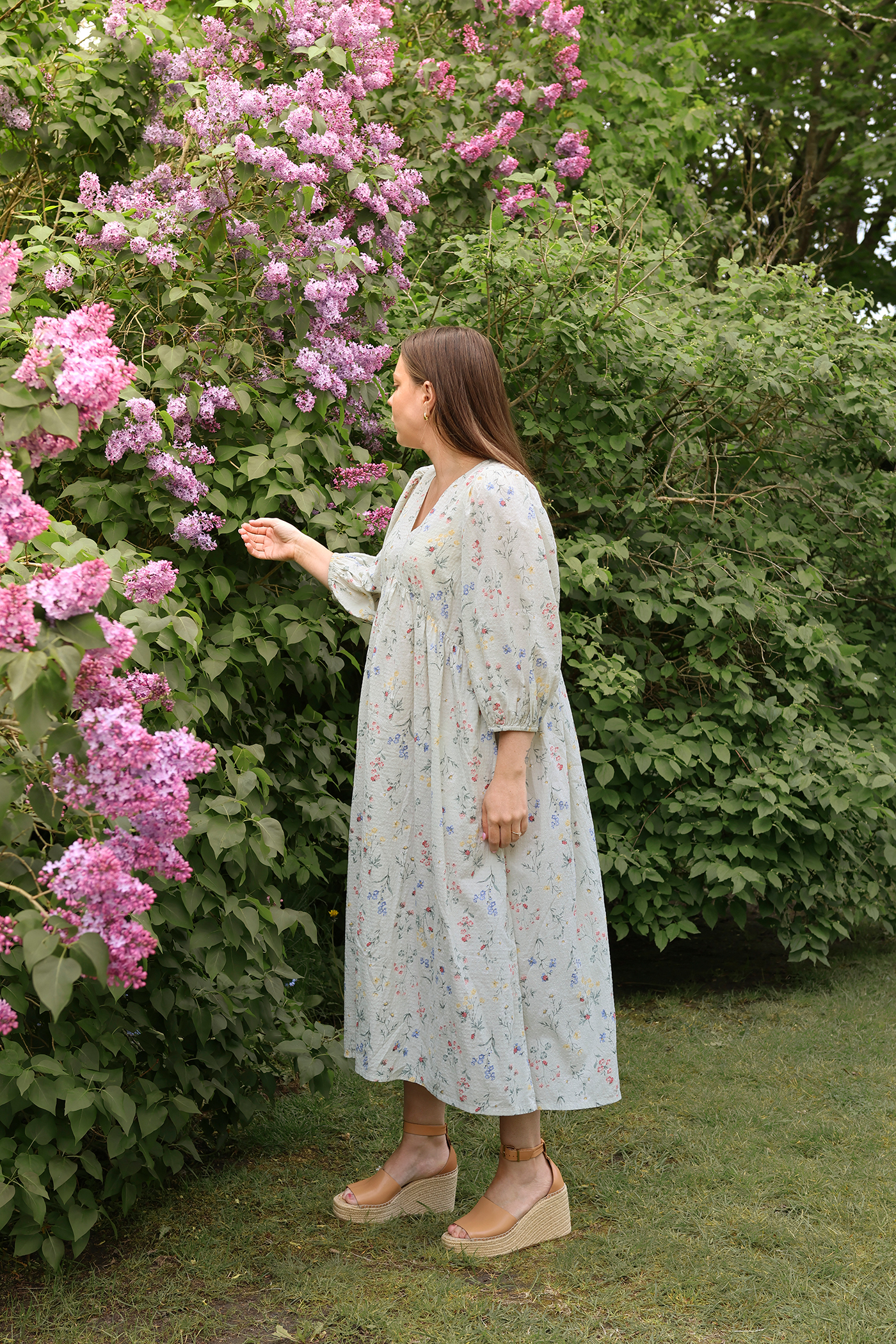 floral cotton dresses Women's Gabrielle Light Pink Bustier Midi Dress | Size: L it creates a flattering Konges Sljd | Cianna Dress